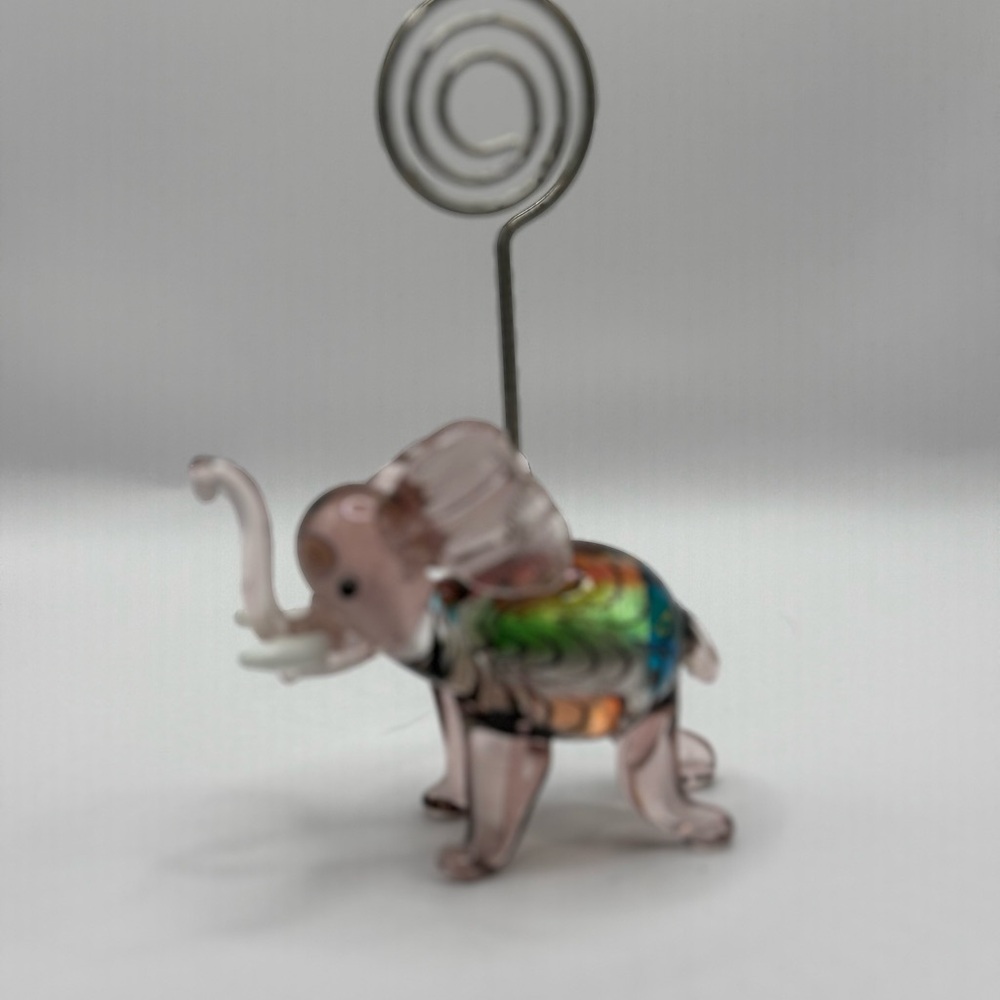 Glass Elephant photo or card holder - Picture 4 of 8